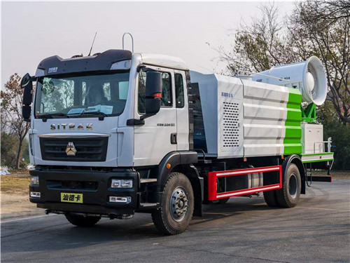 重汽汕德卡單橋多功能抑塵車現車，容積12立方，可選裝50-100米各型霧炮