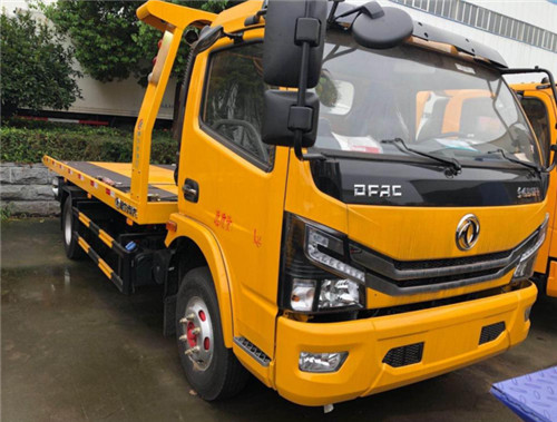 國六黃色東風多利卡D7黃牌一拖二清障車