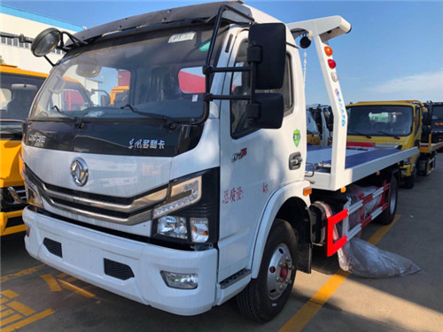 國六東風多利卡D7白色一拖二清障車